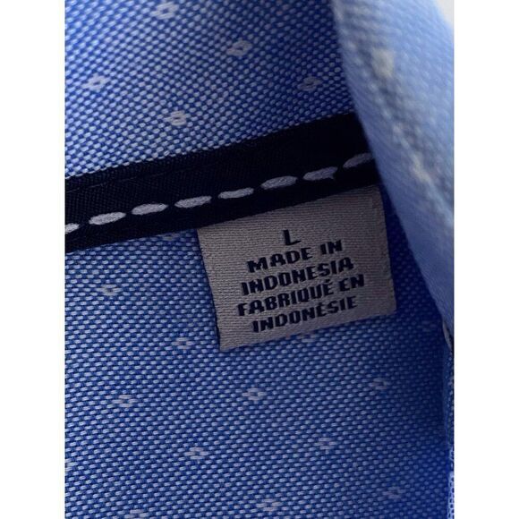 James Campbell Blue White Pattern Short Sleeve Button Shirt Men’s Sz L - Picture 6 of 13